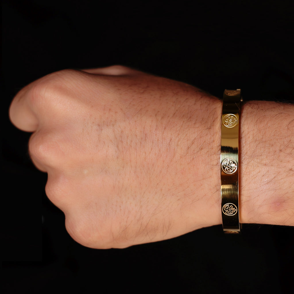 Carved Om 24k Gold Plated Bracelet