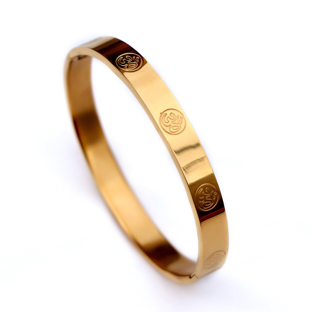 Carved Om 24k Gold Plated Bracelet
