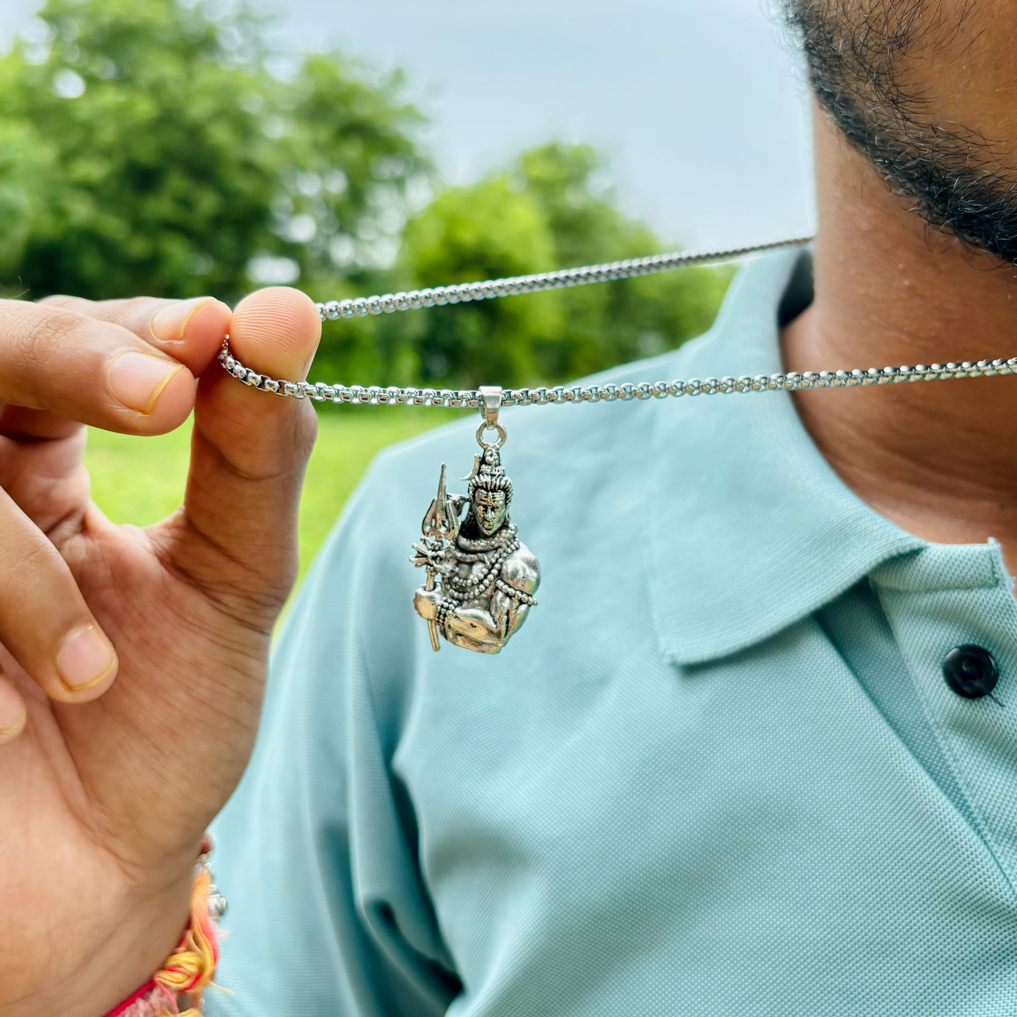 Silver Plated Mahadev Locket With Chain