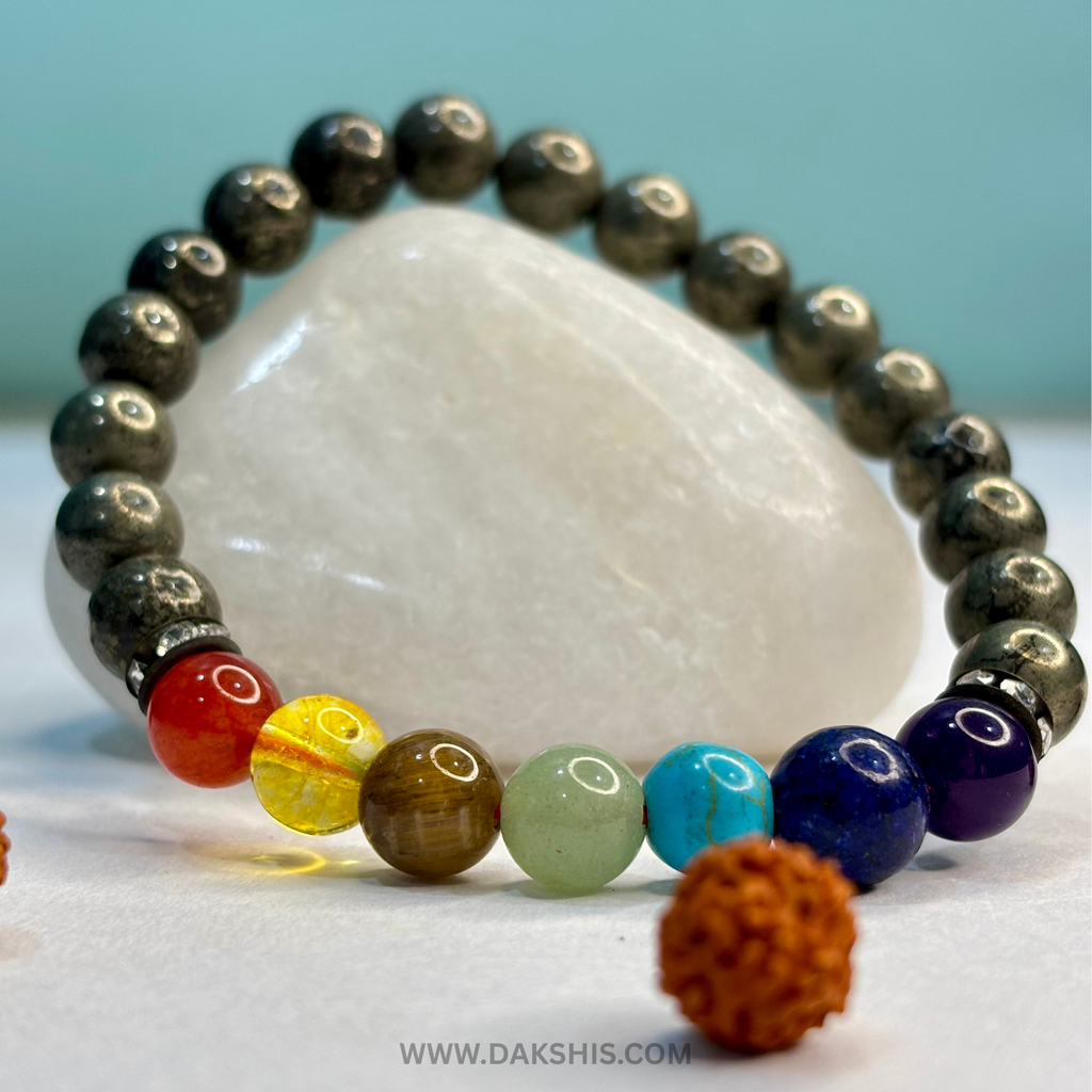 7 Chakra Pyrite Bracelet - Energy, Balance & Wealth