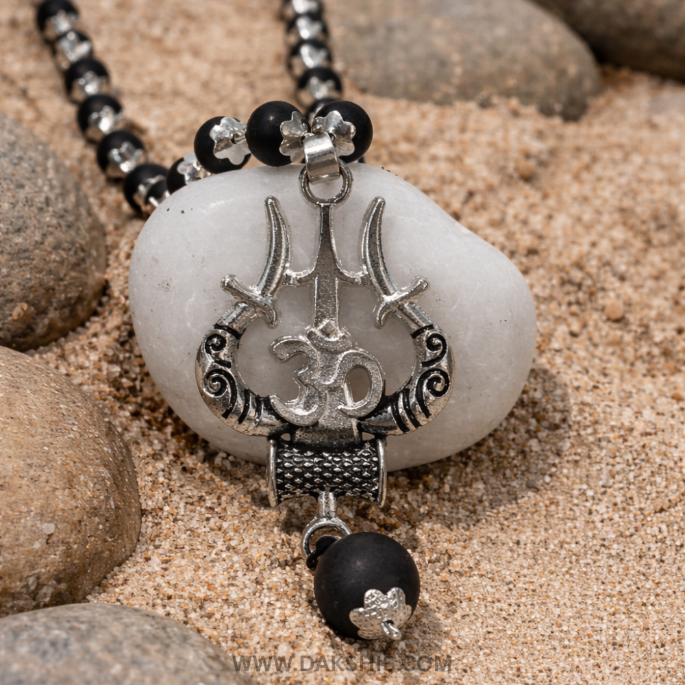 Karungali Mala With Shiva Trishool Locket