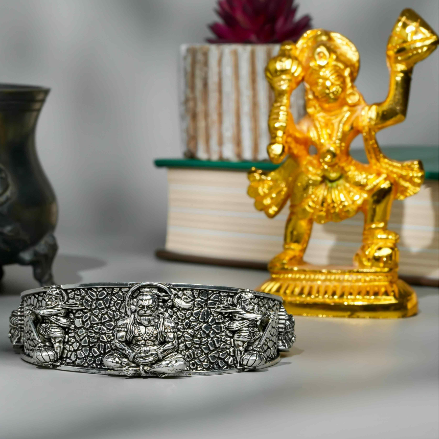 Silver Plated Hanumanji Kada