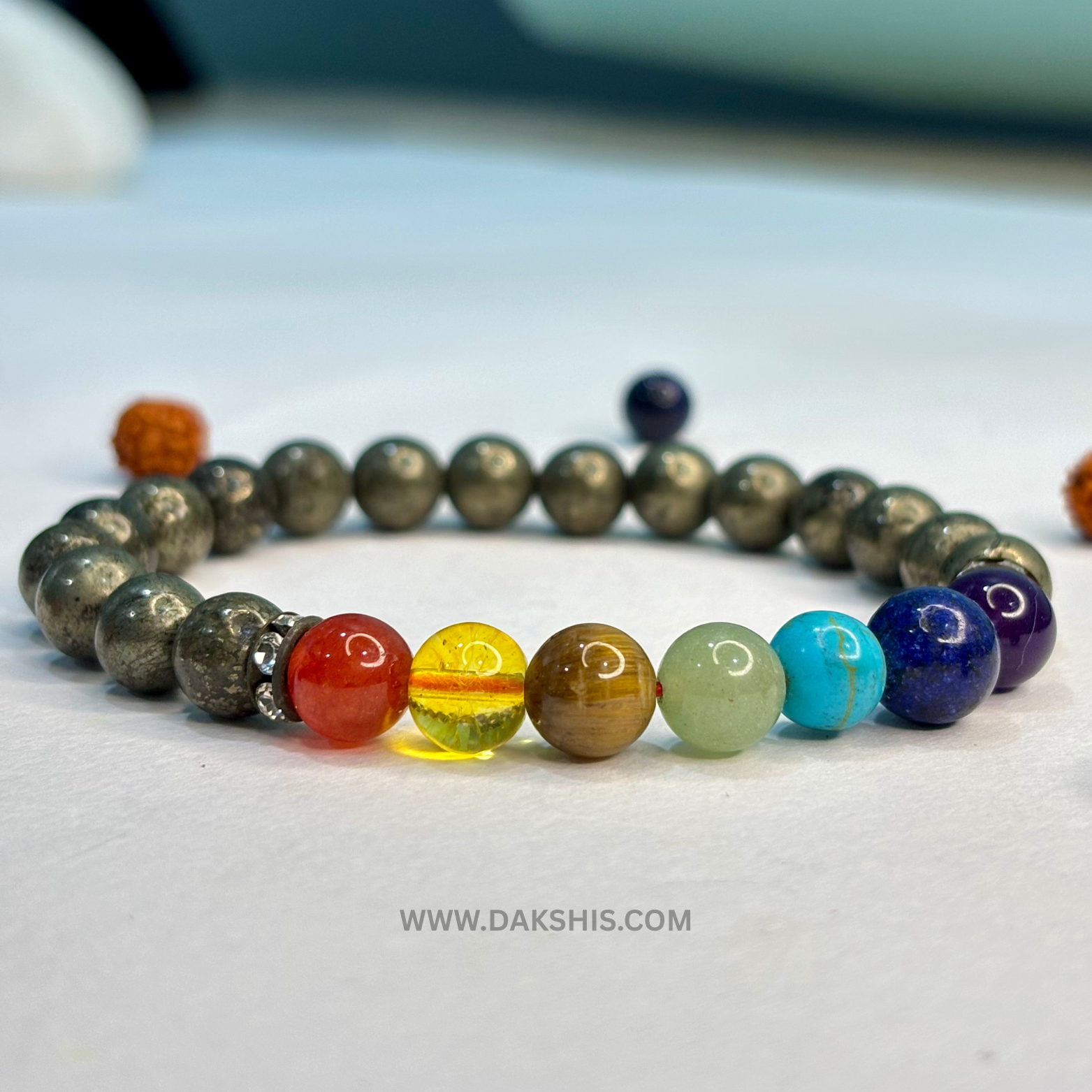 7 Chakra Pyrite Bracelet - Energy, Balance & Wealth