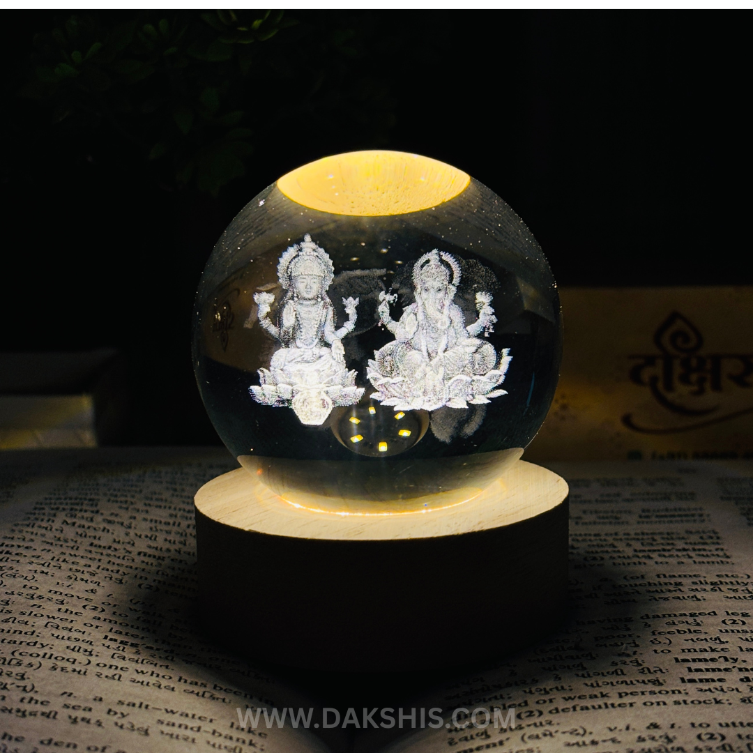 Laxmi Ganesh 3D Crystal Divine Lamp