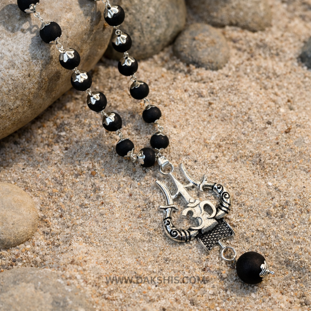 Karungali Mala With Shiva Trishool Locket
