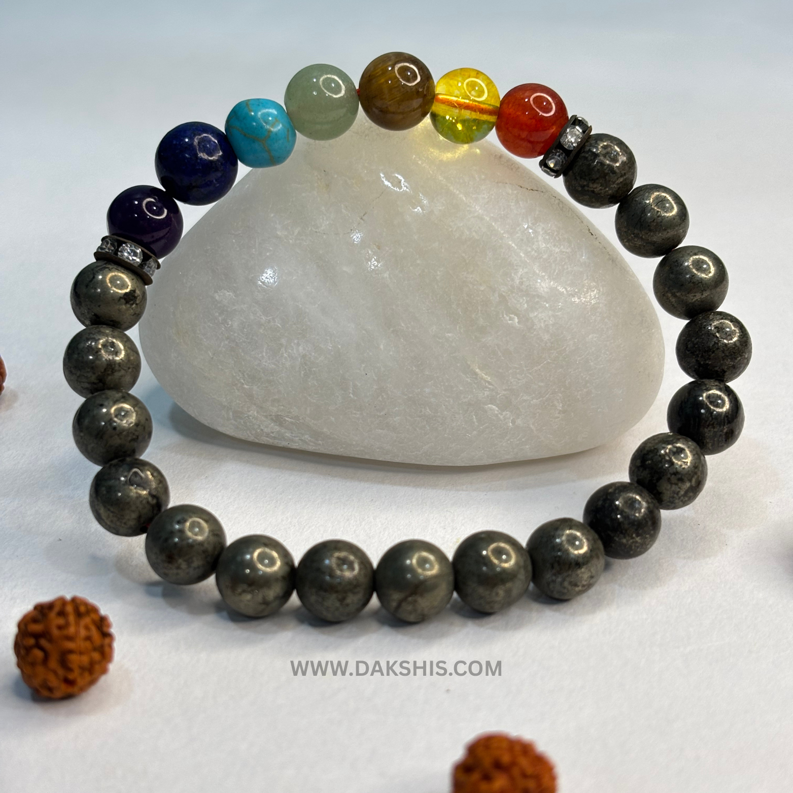 7 Chakra Pyrite Bracelet - Energy, Balance & Wealth