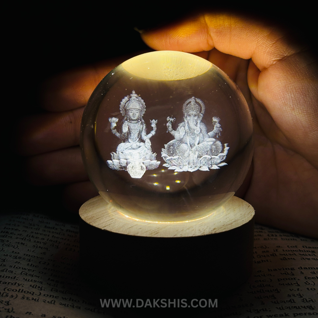 Laxmi Ganesh 3D Crystal Divine Lamp