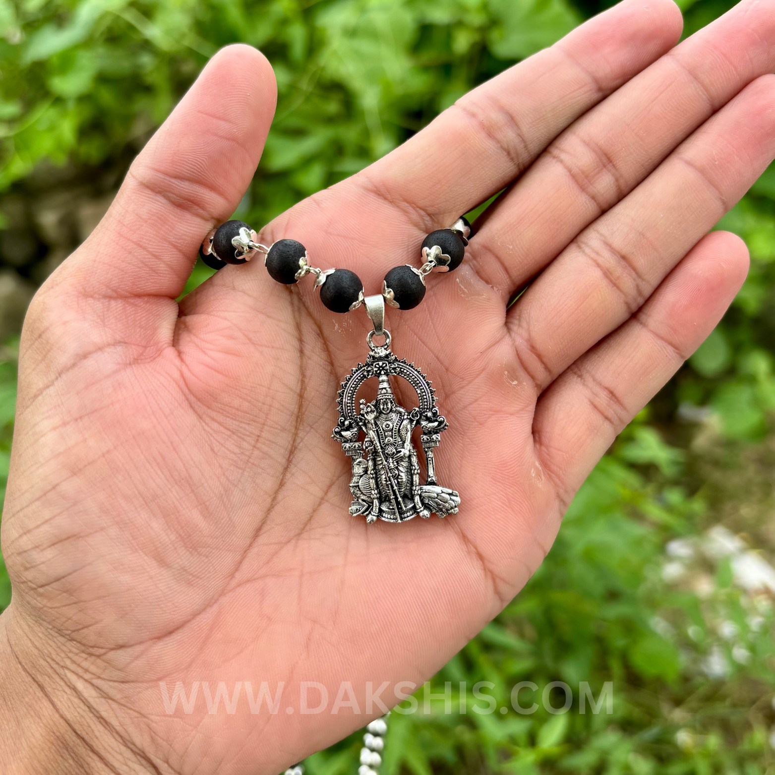 Karungali Malai with Silver Murugan Pendant