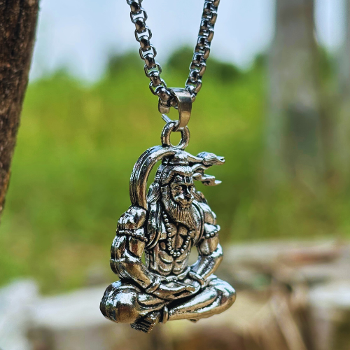 Silver Plated Hanuman Locket With Chain