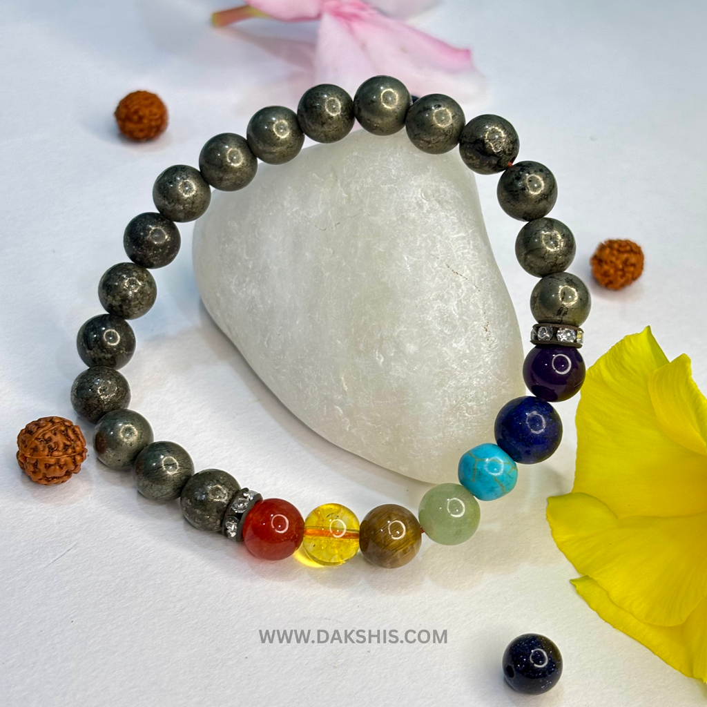 7 Chakra Pyrite Bracelet - Energy, Balance & Wealth