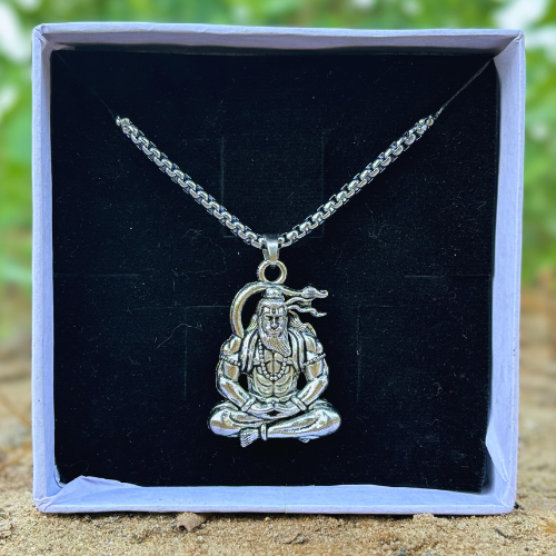 Silver Plated Hanuman Locket With Chain