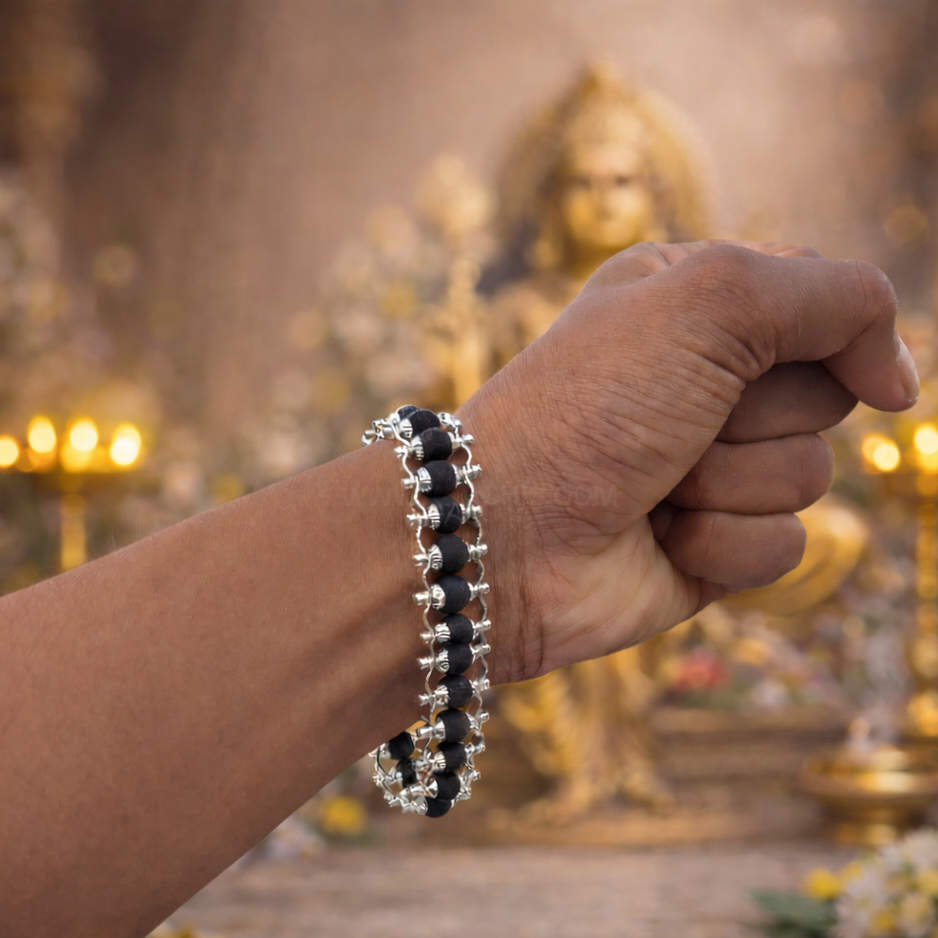 Silver Plated Karungali Bracelet